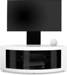 "Homeology Pangea Black/white Beam-Thru Curved True-Corner 32""-50"" Tv Cabinet With Mounting Arm" - thumbnail 4