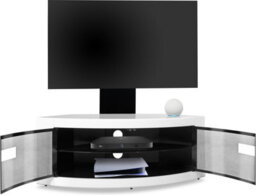 "Homeology Pangea Black/white Beam-Thru Curved True-Corner 32""-50"" Tv Cabinet With Mounting Arm" - thumbnail 7