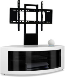 "Homeology Pangea Black/white Beam-Thru Curved True-Corner 32""-50"" Tv Cabinet With Mounting Arm" - thumbnail 5