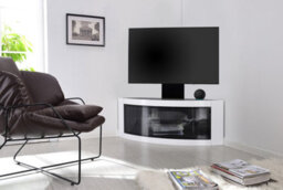 "Homeology Pangea Black/white Beam-Thru Curved True-Corner 32""-50"" Tv Cabinet With Mounting Arm" - thumbnail 3