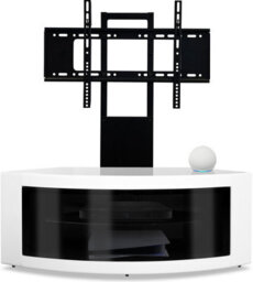 "Homeology Pangea Black/white Beam-Thru Curved True-Corner 32""-50"" Tv Cabinet With Mounting Arm" - thumbnail 2