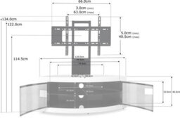 "Homeology Pangea Black/white Beam-Thru Curved True-Corner 32""-50"" Tv Cabinet With Mounting Arm" - thumbnail 9