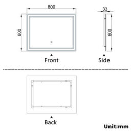 AVER-GROWTH Led Bathroom Mirror With 3 Colour Lights Demister Pad Anti-Fog Touch/wall Switch Dimmable Portrait/landscape 800X600mm - thumbnail 8