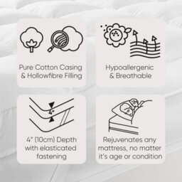 Lancashire Textiles Extra Thick 4 Inch Sleep On A Cloud 100% Cotton 230 Thread Count Casing - Super King - thumbnail 5