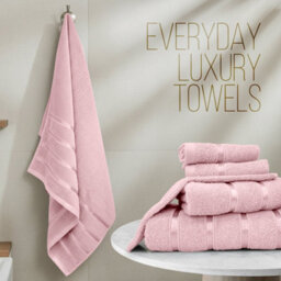Casabella Towels Set, 8 Pc Towels For Bathroom, 100% Cotton, 2 Bath Towels, 2 Hand Towels, 4 Face Cloth, Pink - thumbnail 3
