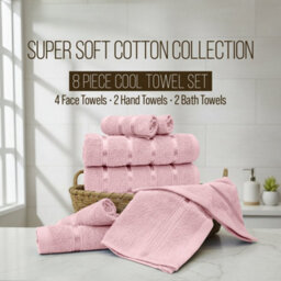 Casabella Towels Set, 8 Pc Towels For Bathroom, 100% Cotton, 2 Bath Towels, 2 Hand Towels, 4 Face Cloth, Pink - thumbnail 2