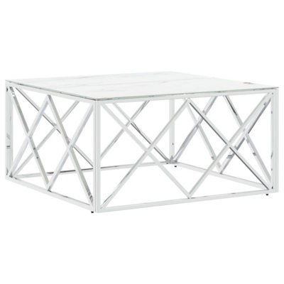 Berkfield Modern Coffee Table Silver 80X80X40 Cm Stainless Steel And Glass - image 1