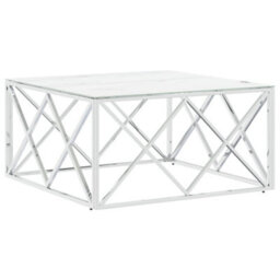 Berkfield Modern Coffee Table Silver 80X80X40 Cm Stainless Steel And Glass