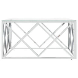 Berkfield Modern Coffee Table Silver 80X80X40 Cm Stainless Steel And Glass - thumbnail 4