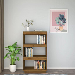 Berkfield Book Cabinet/room Divider Honey Brown 60X35X103 Cm Solid Wood Pine - thumbnail 3