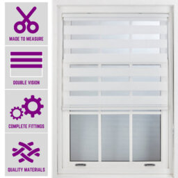 Furnished Made To Measure Day And Night Roller Blinds - White Striped Shades For Windows And Doors (W)90Cm (L)210Cm - thumbnail 1