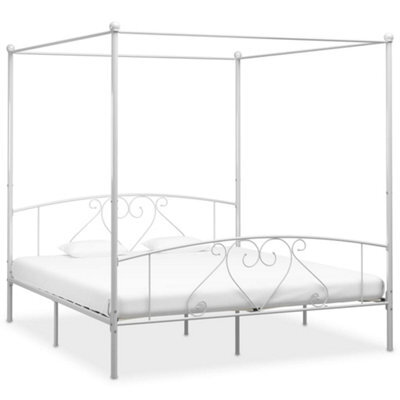 Vidaxl Bed Frame Without Mattress With Canopy White 180X200 Cm Super King Metal - image 1
