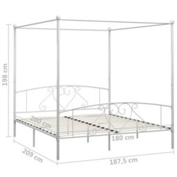 Vidaxl Bed Frame Without Mattress With Canopy White 180X200 Cm Super King Metal - thumbnail 3