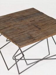 Kingwood Industrial Reclaimed Metal Base Geometric Wooden Top Square Coffee Table - thumbnail 2
