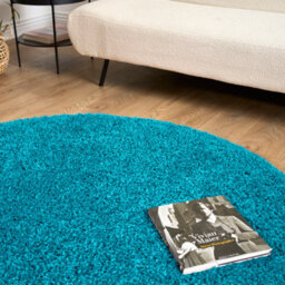 Bravich Teal Thick Shaggy Circle Rug - California - 150Cm - thumbnail 4