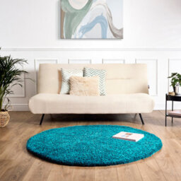 Bravich Teal Thick Shaggy Circle Rug - California - 150Cm - thumbnail 3