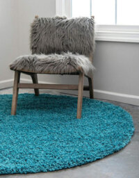 Bravich Teal Thick Shaggy Circle Rug - California - 150Cm - thumbnail 1