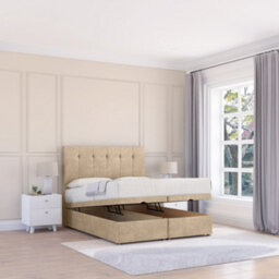 "Sloomy Highbury Almond Coniston 4Ft Ottoman Bed End Opening With Sprung Memory Mattress & 26"" Headboard-Small Double" - thumbnail 1