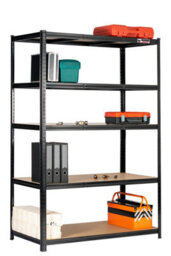 Rhino Racking 2 Bays - 180 X 120 X 60Cm - Black - 5 Tier Boltless Heavy Duty Garage Shelving Unit - 1000Kg Load Weight - thumbnail 5