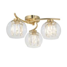Harbour Studio Mallorie Satin Glass & Metal Gold Brushed Gold Effect 3 Lamp Led Ceiling Light - thumbnail 2