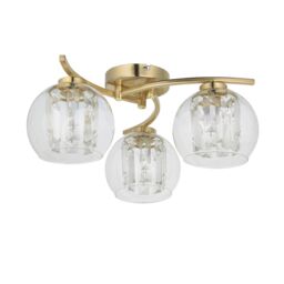 Harbour Studio Mallorie Satin Glass & Metal Gold Brushed Gold Effect 3 Lamp Led Ceiling Light - thumbnail 3