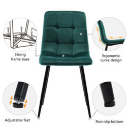 Abrihome 5-Pc Modern Round Marble Dining Set W/ Gold Metal Legs & 4 Green Velvet Chairs - Stylish & Ergonomic - thumbnail 4