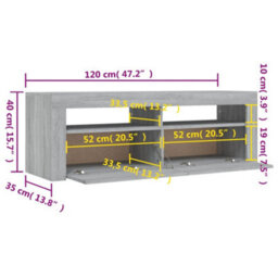Vidaxl Tv Cabinet With Led Lights Grey Sonoma 120X35X40 Cm - thumbnail 3