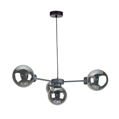 Luminosa Lighting Luminosa Kaliope Globe Ceiling Light Black Smoky Glass Shade 4X E27 - image 1