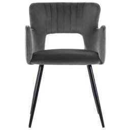 Beliani Set Of 2 Dining Chairs Sanilac Velvet Dark Grey - thumbnail 4