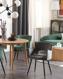 Beliani Set Of 2 Dining Chairs Sanilac Velvet Dark Grey - thumbnail 2
