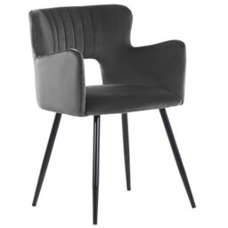 Beliani Set Of 2 Dining Chairs Sanilac Velvet Dark Grey - thumbnail 5