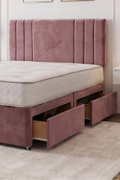 "Knight Sleep Sarah Pink Plush Bed Set With Mattress, 2 Drawers Same Side & 24""headboard, 5Ft - King Size" - thumbnail 2