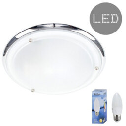 Valuelights Round Chrome Opal Glass Ip44 Bathroom Flush Ceiling Light With Warm Led Bulb - thumbnail 6