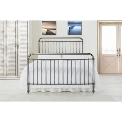 "TL Beds Curved Tubular Black Nickel Metal Bed Frame - Double 4Ft6"""