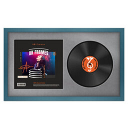 "30X17"" Navy Blue Modern Vinyl Record Frame With Mid Grey Mount For 12 Inch Lp Album Cover & Disc - Ak Frames" - thumbnail 1
