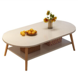 Modern White Double-Layer Coffee Table, Space-Saving & Easy To Assemble