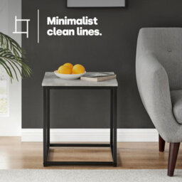 Livivo Industrial Concrete Effect Side Table Grey Metal Frame - thumbnail 5