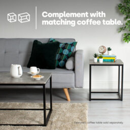 Livivo Industrial Concrete Effect Side Table Grey Metal Frame - thumbnail 6
