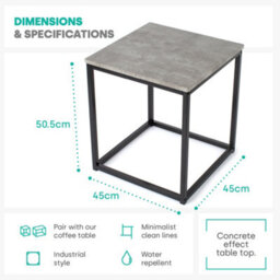 Livivo Industrial Concrete Effect Side Table Grey Metal Frame - thumbnail 9