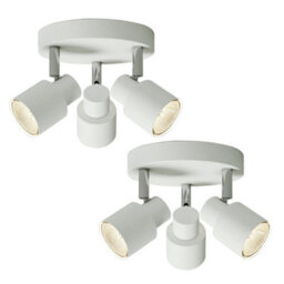 First Choice Lighting Set Of 2 Irwin White 3 Light Ip44 Bathroom Round Spotlight Plates - thumbnail 1