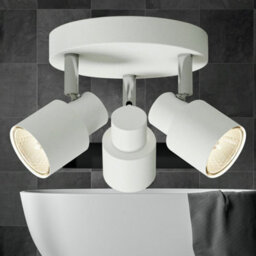 First Choice Lighting Set Of 2 Irwin White 3 Light Ip44 Bathroom Round Spotlight Plates - thumbnail 4