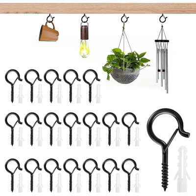 20 Black Stainless Steel Screw, In Hooks For Plants, Christmas Decorations, And Cups - image 1