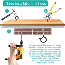 20 Black Stainless Steel Screw, In Hooks For Plants, Christmas Decorations, And Cups - thumbnail 5