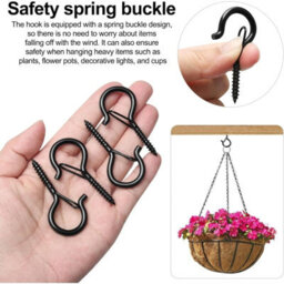 20 Black Stainless Steel Screw, In Hooks For Plants, Christmas Decorations, And Cups - thumbnail 3