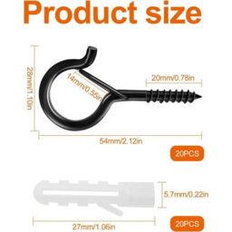20 Black Stainless Steel Screw, In Hooks For Plants, Christmas Decorations, And Cups - thumbnail 2