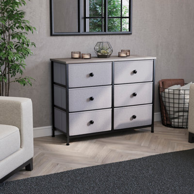 Lassic Vida Designs Chorley 6 Drawer Fabric Ukfr Chest Of Drawers, Beige & Grey Wood - image 1