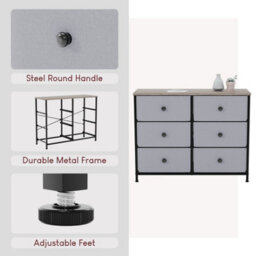 Lassic Vida Designs Chorley 6 Drawer Fabric Ukfr Chest Of Drawers, Beige & Grey Wood - thumbnail 9