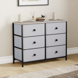 Lassic Vida Designs Chorley 6 Drawer Fabric Ukfr Chest Of Drawers, Beige & Grey Wood - thumbnail 4