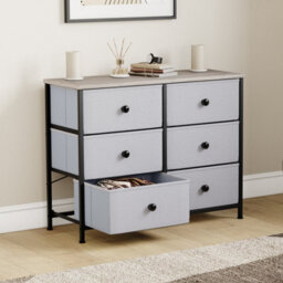 Lassic Vida Designs Chorley 6 Drawer Fabric Ukfr Chest Of Drawers, Beige & Grey Wood - thumbnail 5