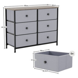 Lassic Vida Designs Chorley 6 Drawer Fabric Ukfr Chest Of Drawers, Beige & Grey Wood - thumbnail 3